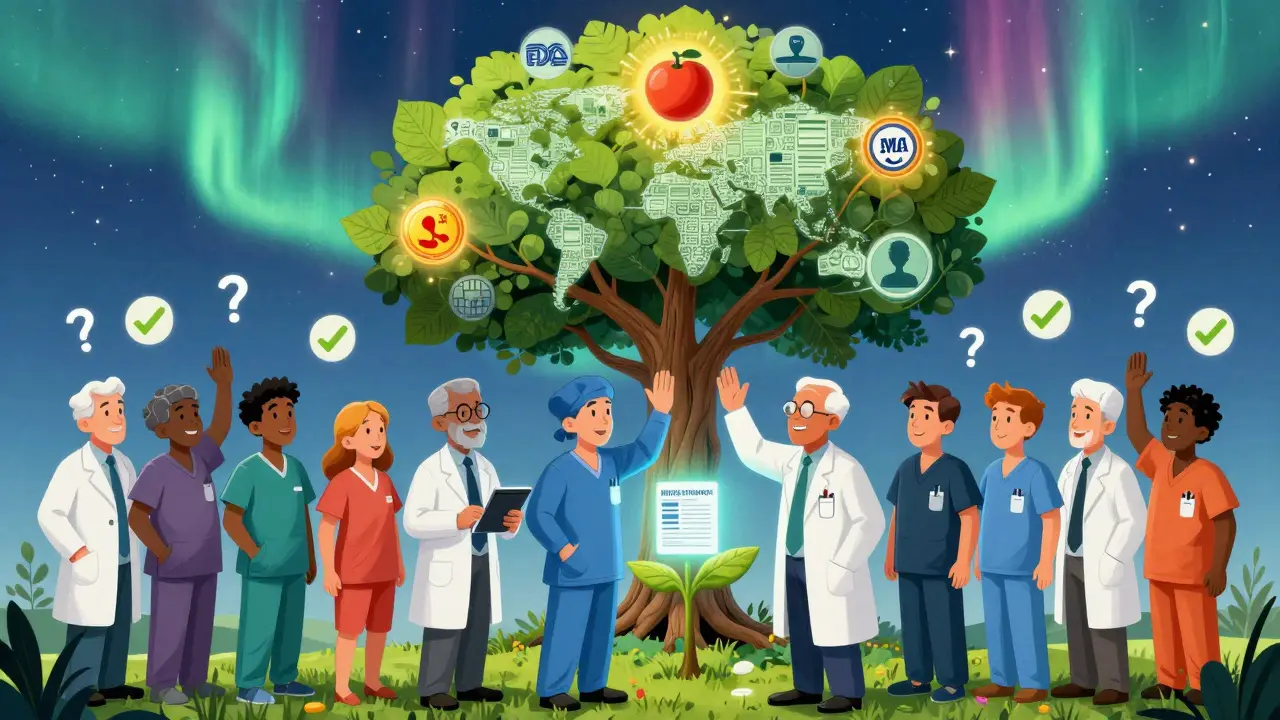 Clinicians high-five as a tree of global health data grows from a single safety report.
