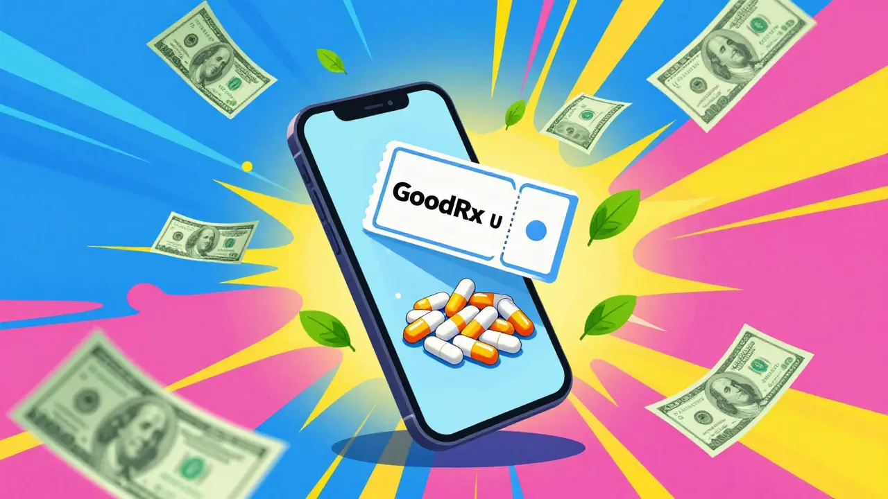 Colorful art of phone discounts saving money on medicine