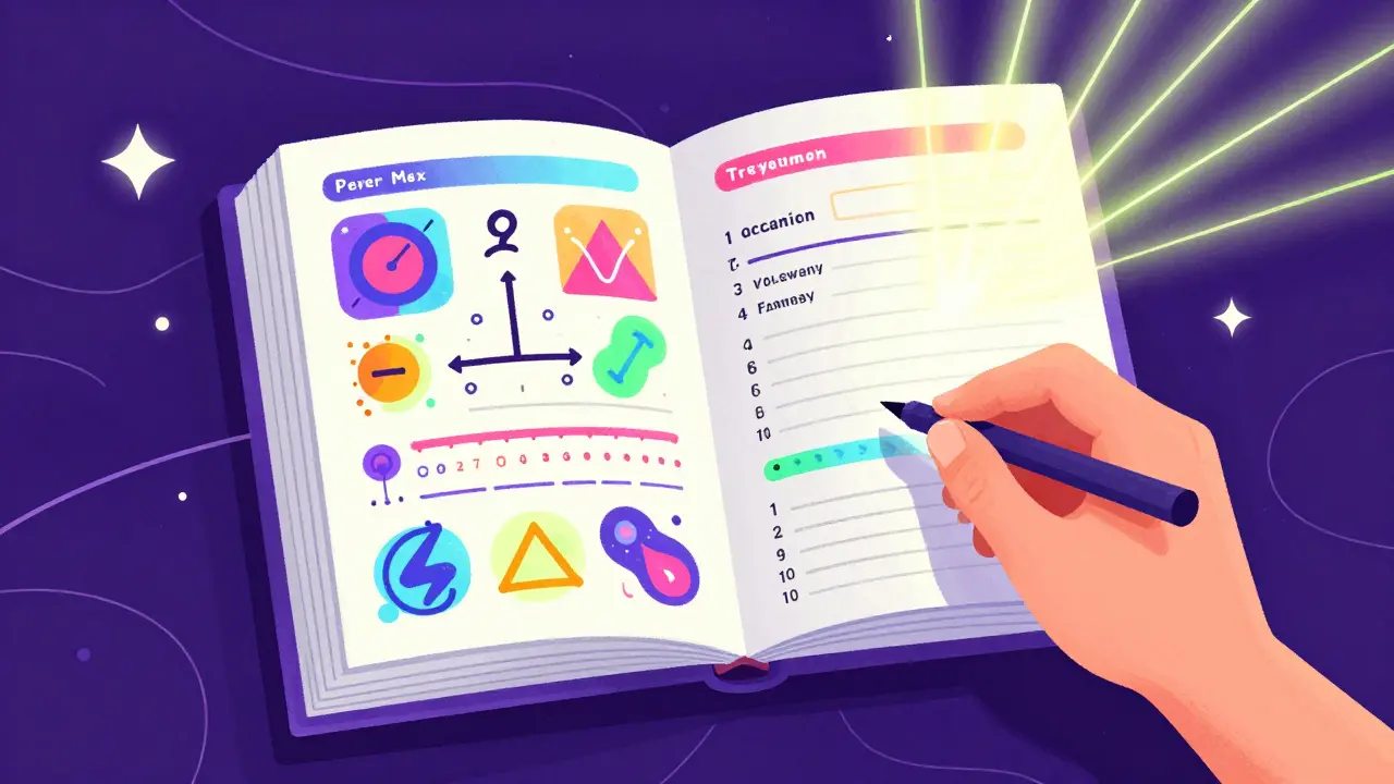 Colorful art showing a symptom diary transforming data into clarity.