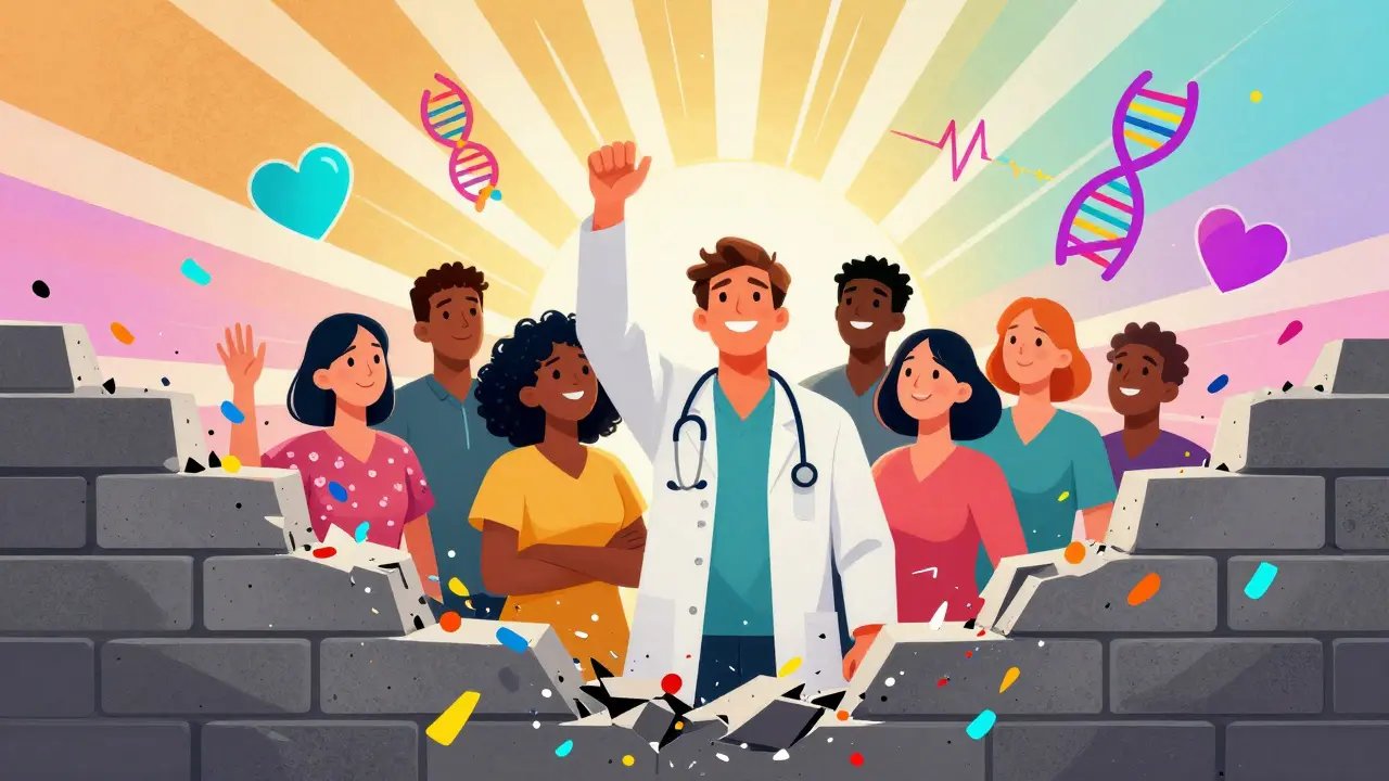 Patients breaking through bureaucratic wall with rainbow light